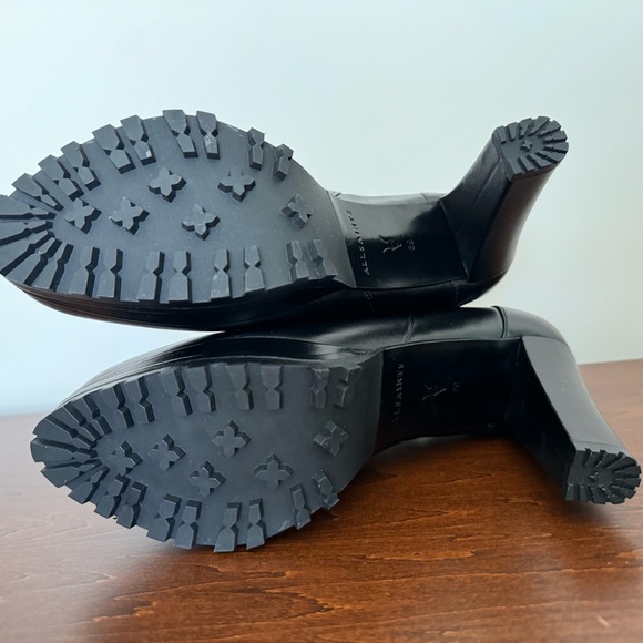 NWOB Allsaints Sarris Black Leather High Heel Booties - Picture 10 of 14